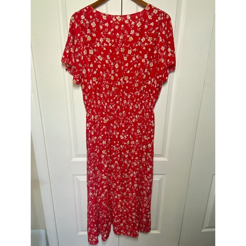 Kindred Red Floral Maxi Dress • V‑Neck • XL